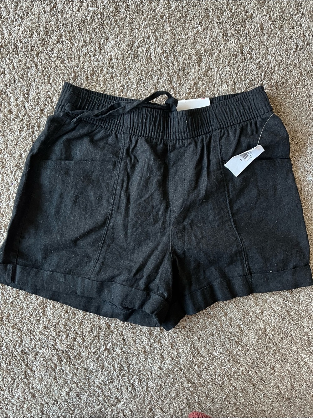 Old Navy Black High-Waist Pull-On Linen-Blend Shorts